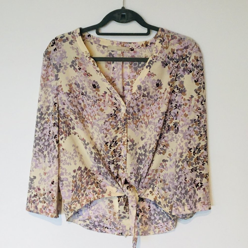 Monk & Lou Purple Floral Blouse sz S